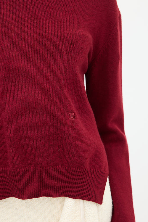 Celine Burgundy Cashmere Triomphe Sweater