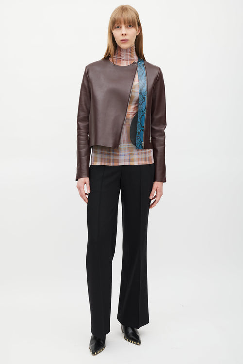 Celine Burgundy 
Multicolour Leather Jacket