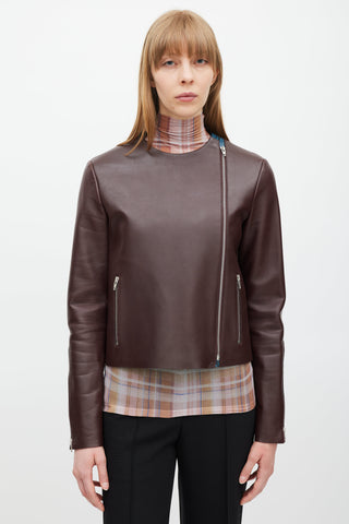 Celine Burgundy 
Multicolour Leather Jacket