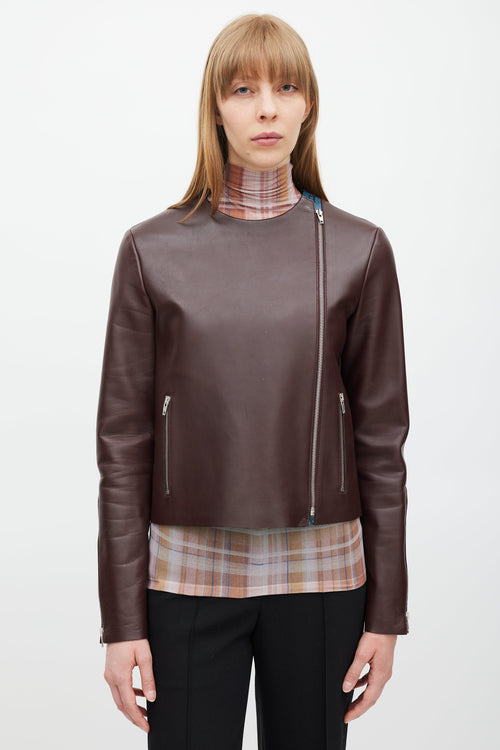 Celine Burgundy 
Multicolour Leather Jacket