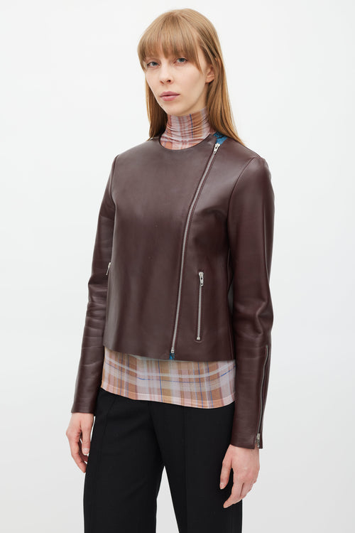 Celine Burgundy 
Multicolour Leather Jacket