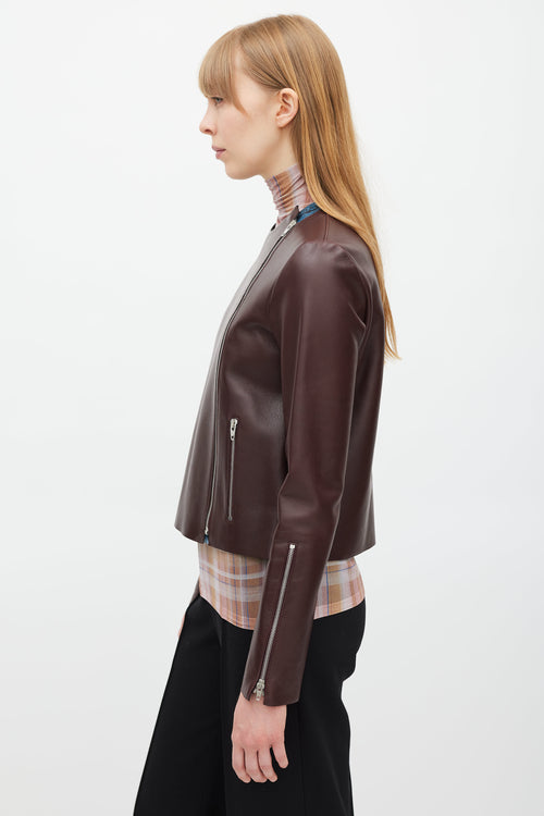 Celine Burgundy 
Multicolour Leather Jacket