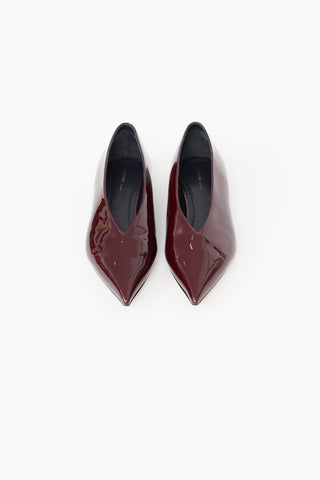 Celine Burgundy Patent Leather Pointed Toe Flat