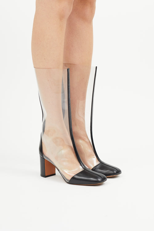 Celine Black Leather 
Clear PVC Boot