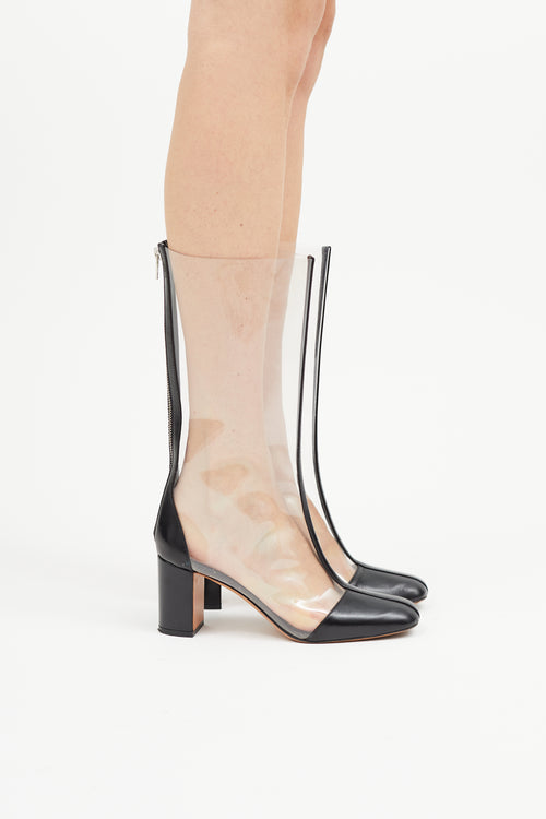 Celine Black Leather 
Clear PVC Boot