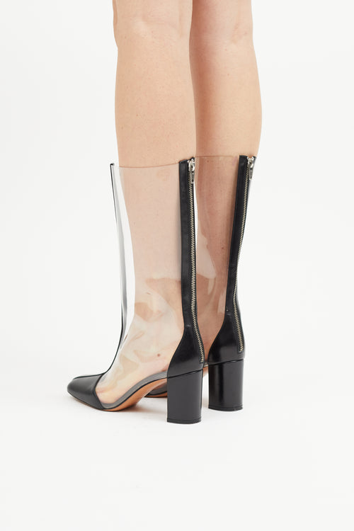 Celine Black Leather 
Clear PVC Boot