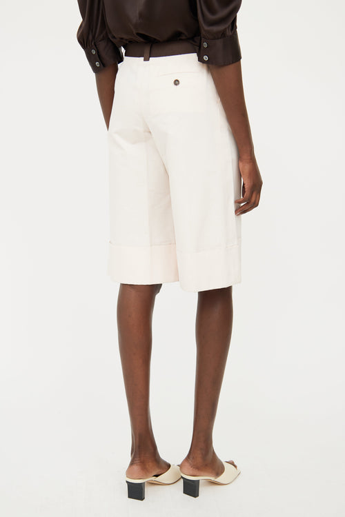 Celine Beige 
Brown Cuffed Shorts