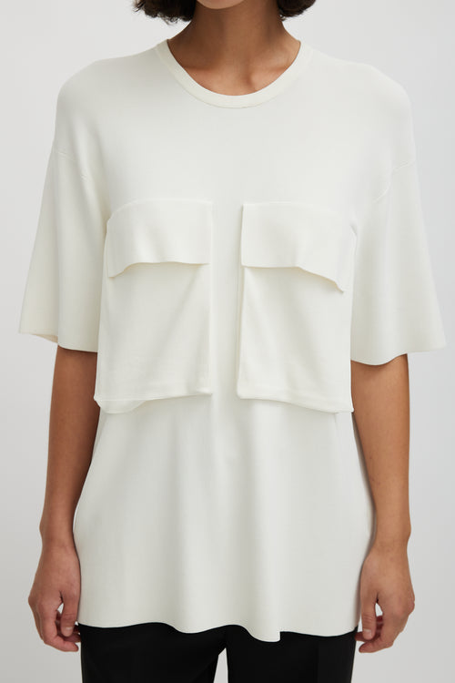 Celine Cream Knit Oversized Pocket Top