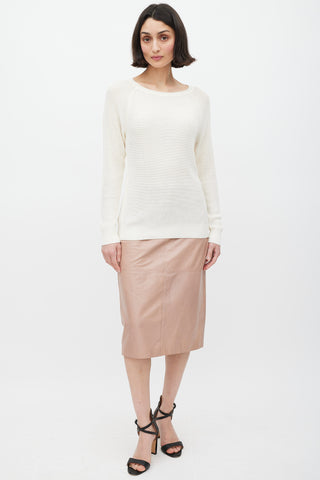 Celine Cream Ribbed Knit Sweater