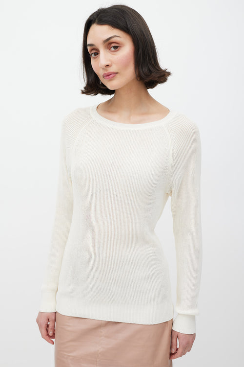 Celine Cream Ribbed Knit Sweater