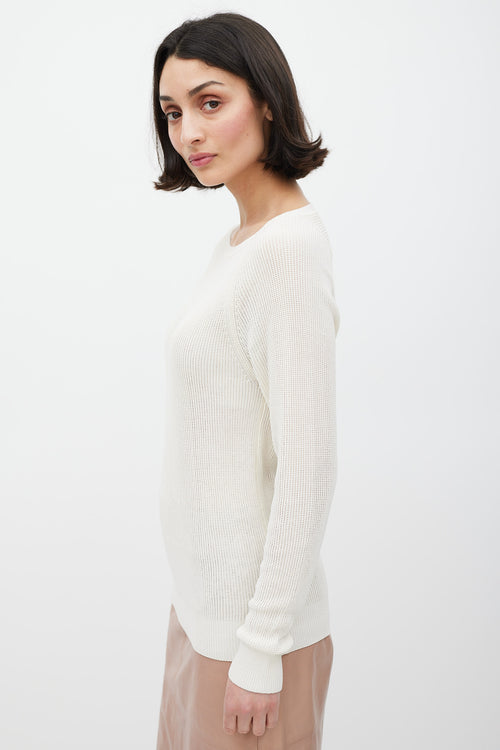 Celine Cream Ribbed Knit Sweater