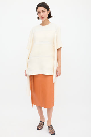 Celine Cream Silk Draped Panelled Top