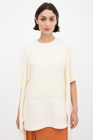 Celine Cream Silk Draped Panelled Top