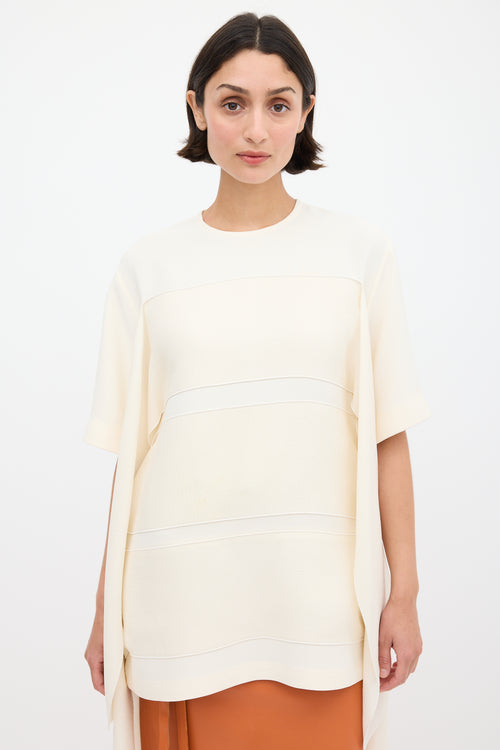 Celine Cream Silk Draped Panelled Top