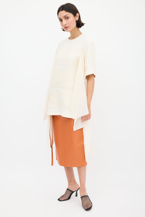 Celine Cream Silk Draped Panelled Top