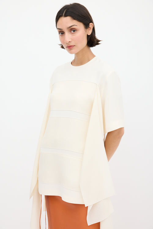 Celine Cream Silk Draped Panelled Top