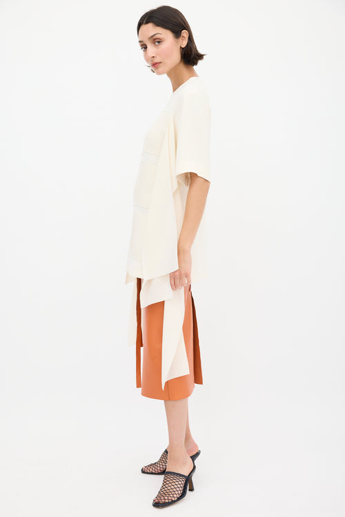 Celine Cream Silk Draped Panelled Top