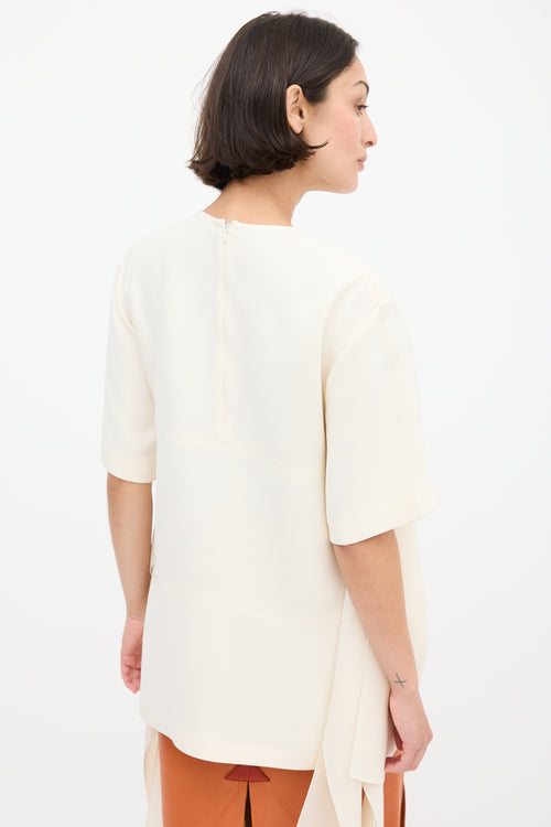 Celine Cream Silk Draped Panelled Top