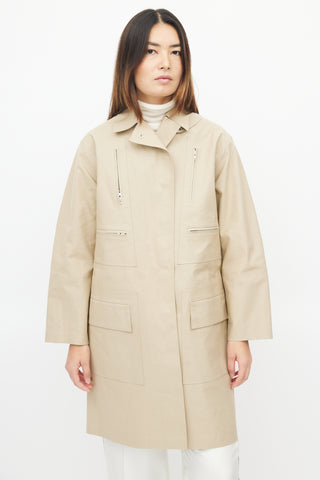 Celine FW 2016 Beige Coated Cotton Coat