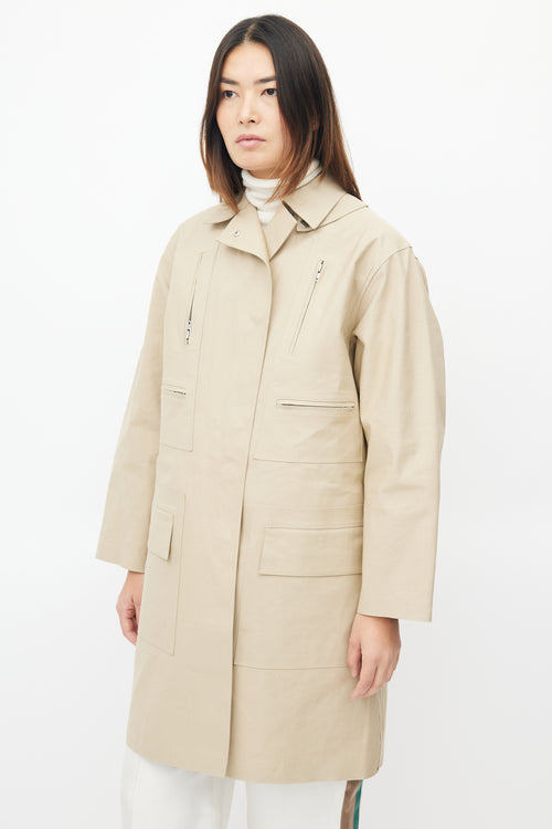 Celine FW 2016 Beige Coated Cotton Coat