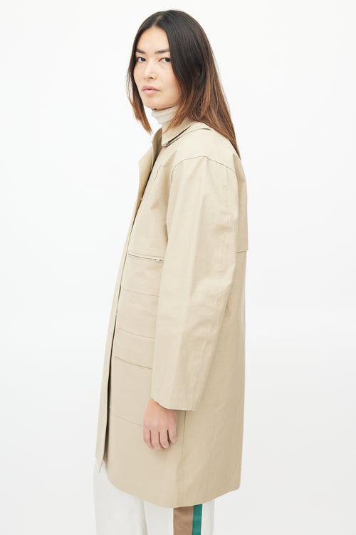 Celine FW 2016 Beige Coated Cotton Coat