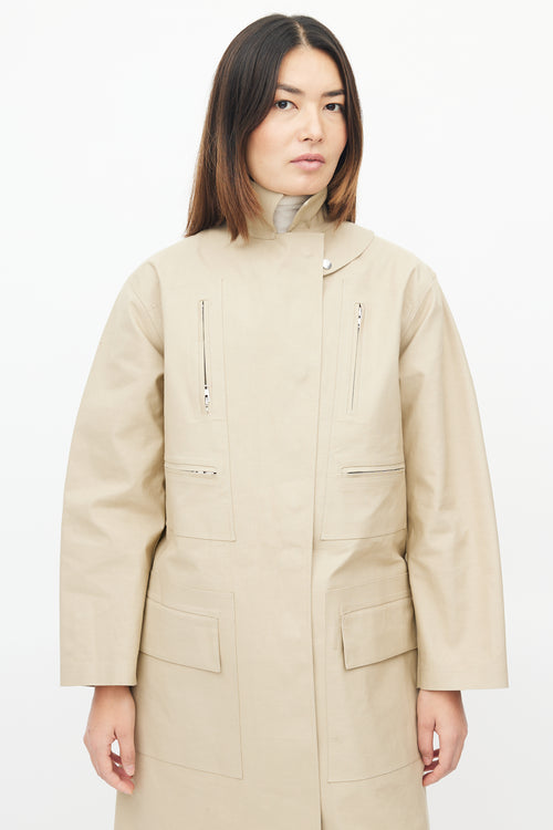 Celine FW 2016 Beige Coated Cotton Coat