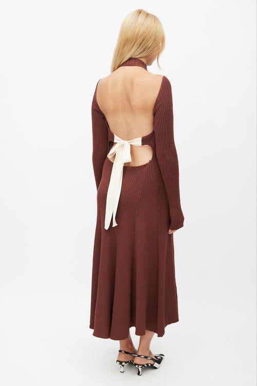 Celine Fall 2015 Brown Knit Backless Dress