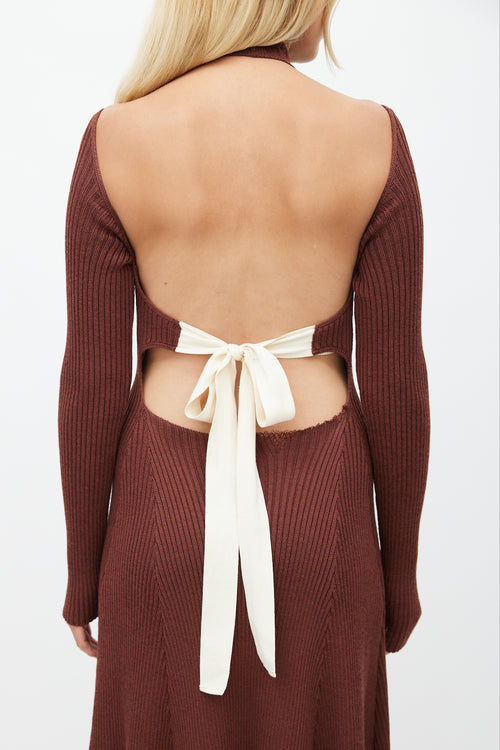 Celine Fall 2015 Brown Knit Backless Dress