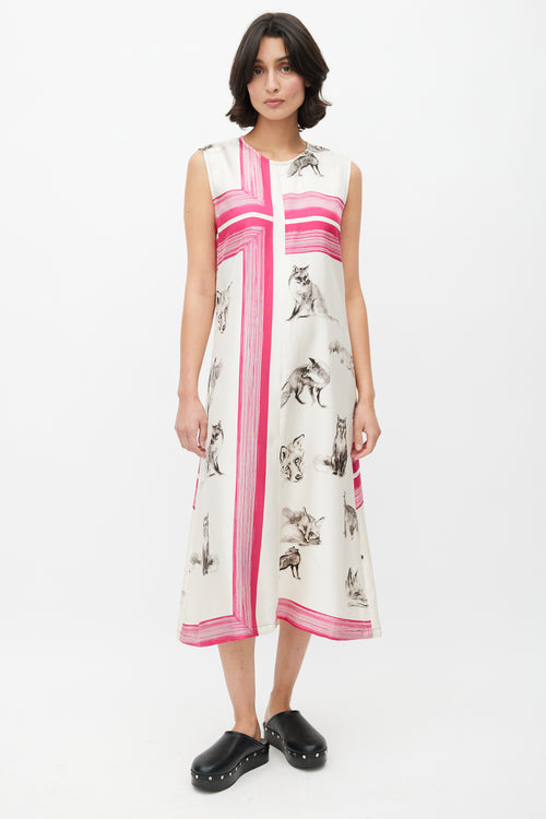 Celine Fall 2015 Cream 
Multi Silk Print Dress