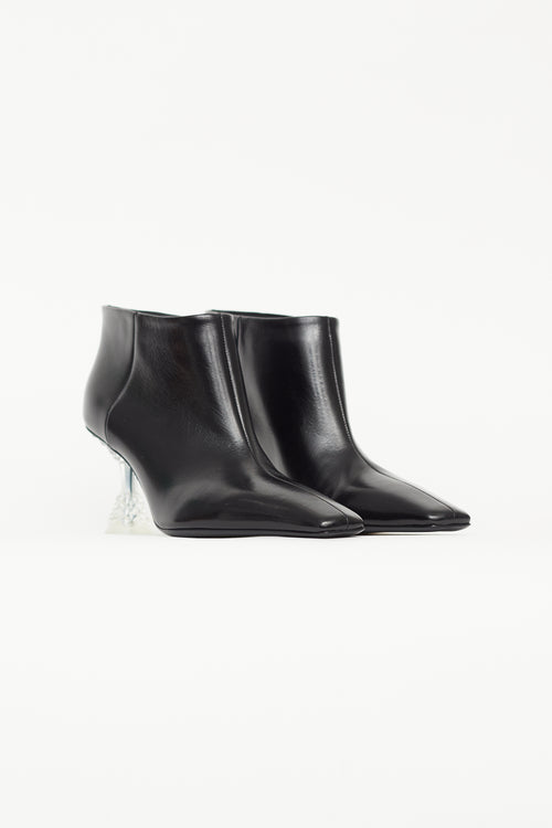 Celine Fall 2018 Black Leather 
Crystal Heel Boot