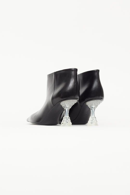 Celine Fall 2018 Black Leather 
Crystal Heel Boot