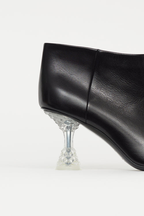 Celine Fall 2018 Black Leather 
Crystal Heel Boot