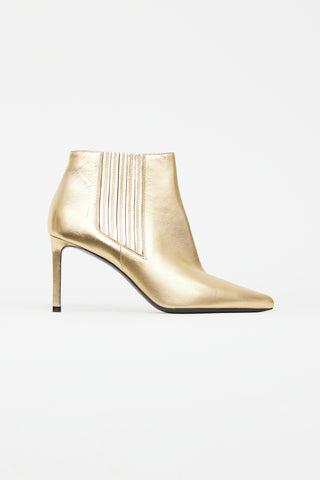 Celine Gold Leather Stiletto Ankle Boot