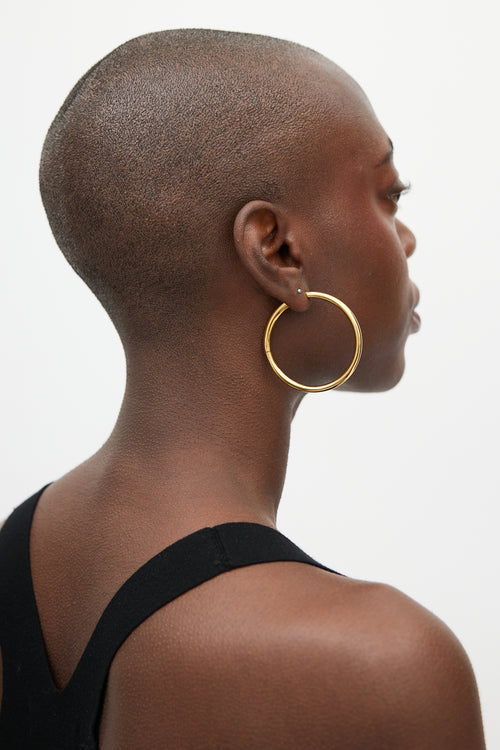 Celine Gold Thick Hoop Earring