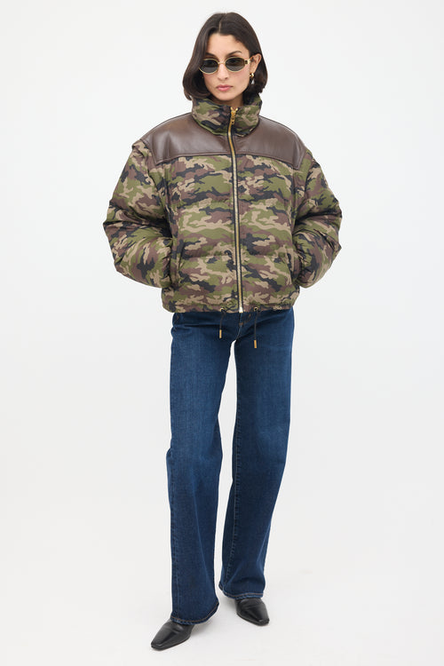 Celine Green 
Brown Camouflage Modular Puffer Jacket