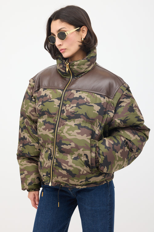 Celine Green 
Brown Camouflage Modular Puffer Jacket