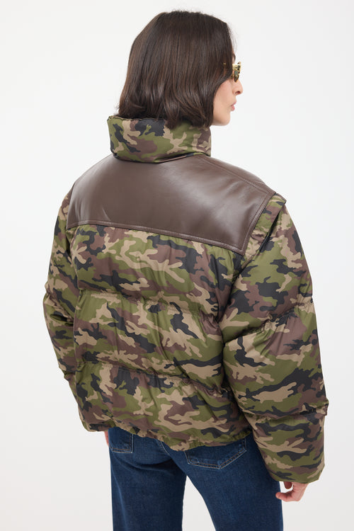 Celine Green 
Brown Camouflage Modular Puffer Jacket