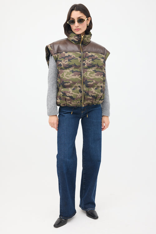 Celine Green 
Brown Camouflage Modular Puffer Jacket