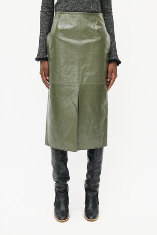 Celine Green Coated Skirt