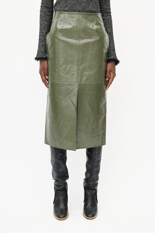 Celine Green Coated Skirt