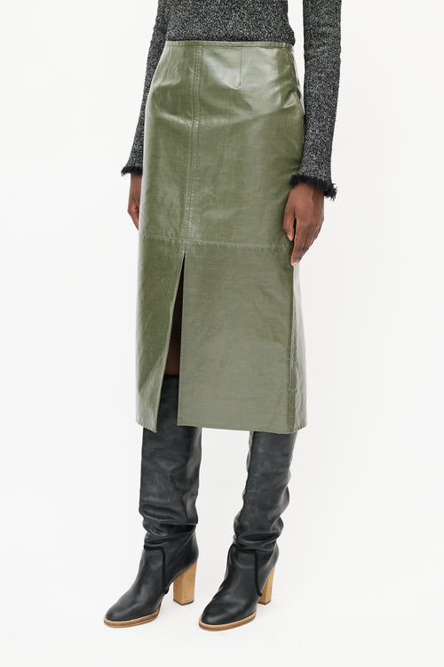 Celine Green Coated Skirt