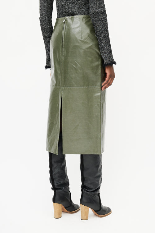 Celine Green Coated Skirt