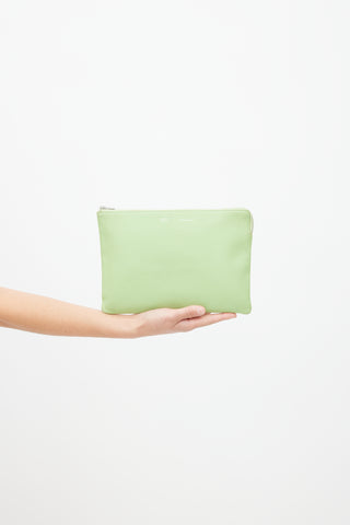 Celine Green Leather Zip Pouch