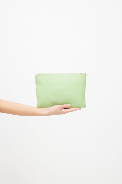 Celine Green Leather Zip Pouch