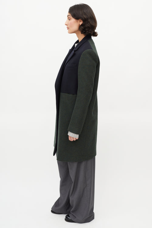 Celine Green 
Navy Wool Panelled Coat