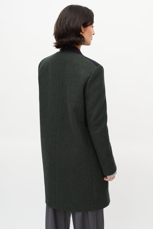 Celine Green 
Navy Wool Panelled Coat