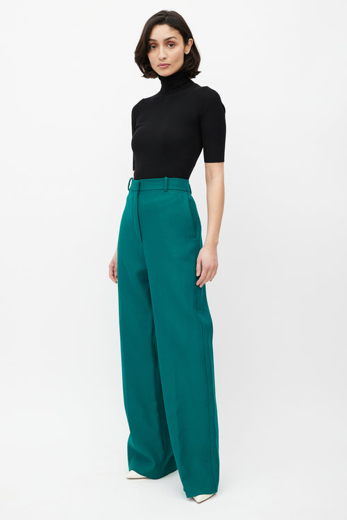 Celine Green Wide Leg Wool Trouser