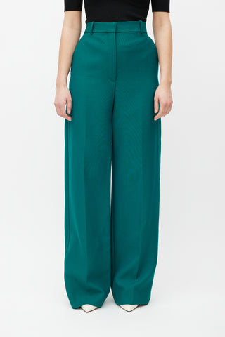 Celine Green Wide Leg Wool Trouser