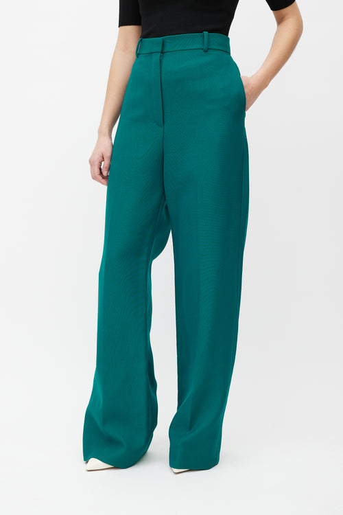 Celine Green Wide Leg Wool Trouser