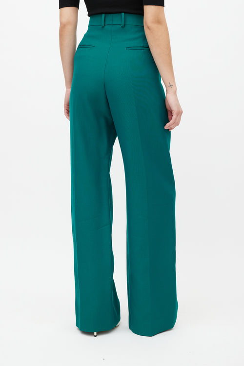 Celine Green Wide Leg Wool Trouser